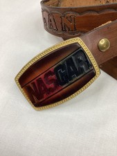 Vintage NASCAR Alan Kulwicki Hall Of Fame Leather Belt Brass Buckle USA SIZE 36