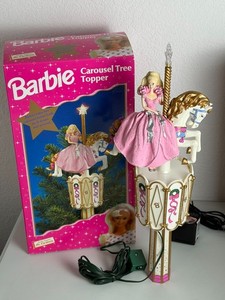 Barbie 1997 Carousel Christmas Tree Topper Tested works Rare Minty