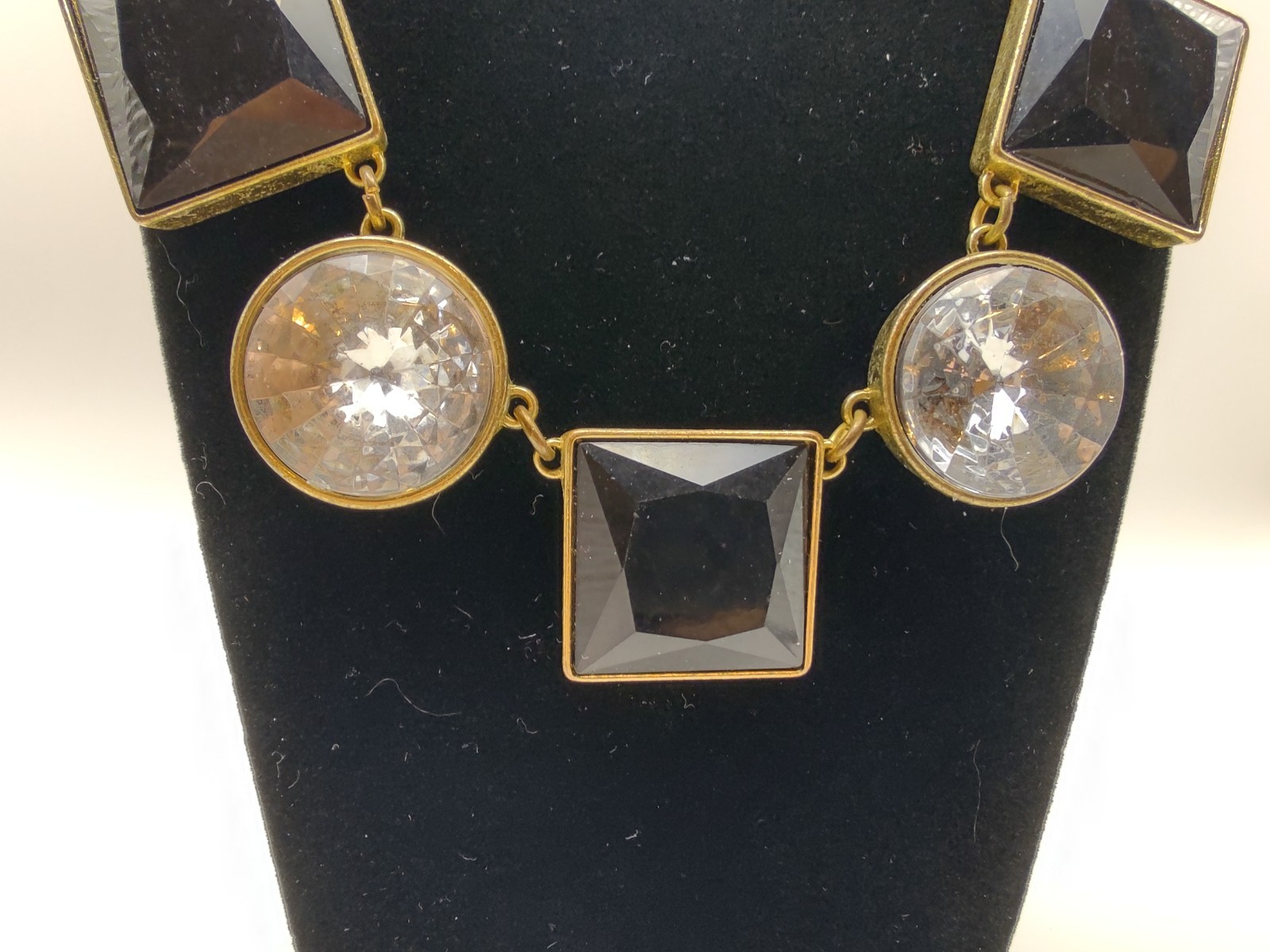 Geometric Square Circle Statement Necklace Black … - image 2