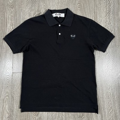 COMME DES GARCON Play s/s Polo Shirt BLACK, LARGE