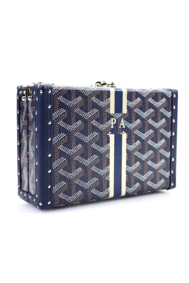 Bolso Bandolera Goyard Para Mujer Cuero Borde Goyardine Minaudière Baúl Azul Foto 4 de 4
