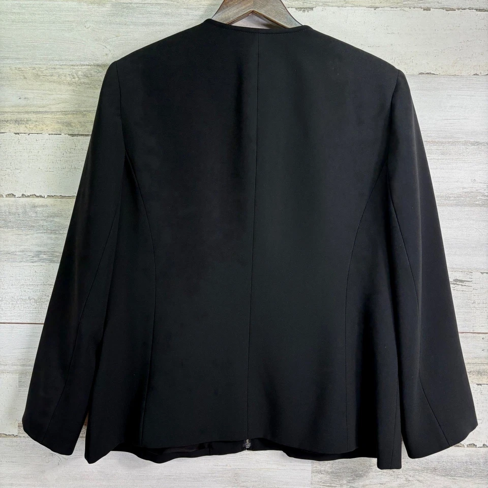 Chaqueta Blazer Jones New York Platino Negra Cremallera Frontal Sin Cuello Mujer Talla 14 Foto 2 de 4