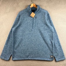 New Eddie Bauer Mens Radiator Fleece 1/4 Zip Pullover Blue Marl Sweater L