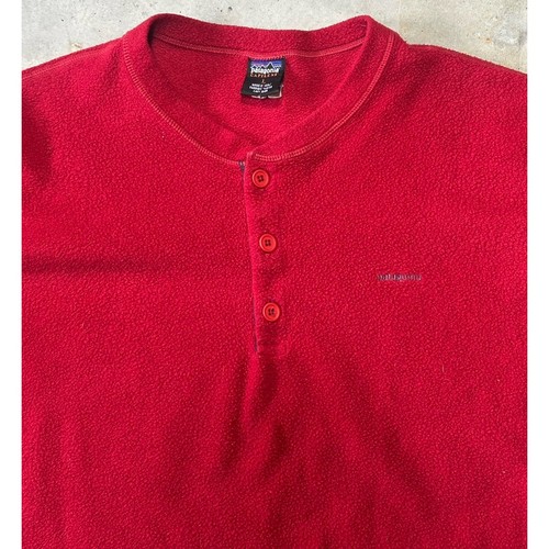 VTG 90s Mens Patagonia Capilene Red Fleece Pullover Henley Shirt Sz L USA - Picture 6 of 7
