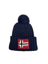 Napapijri Semiury 5 Navy Blue Cuff Bobble Beanie Hat - One Size Adults