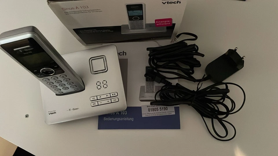 Sinus A103 Schnurlostelefon m. AB, Basis, Mobilteil, Kabel, leichte Gebrauchsspu - Bild 3 von 4