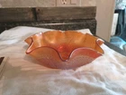 FENTON Carnival Glass Marigold Autumn Acorns Pattern Ruffled Bowl