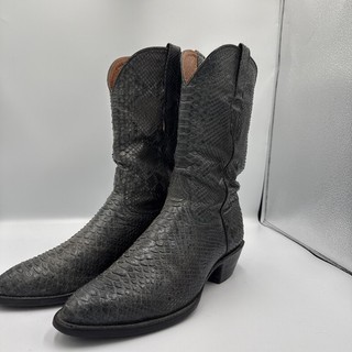 Black Jack Exotic Full Python Cowboy Boots Gray Size 10D Made In USA $1400 RARE!
