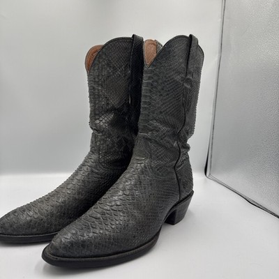 Black Jack Exotic Full Python Cowboy Boots Gray Size 10D Made In USA $1400 RARE!