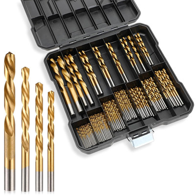 99PCS Drill Bit Set 1/16-3/8 HSS Titanium Multi Drill Bits Twist Metal Tools