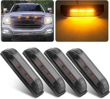 4" Inch Smoked Amber LED Front Grille Marker Lights Kit, 4Pcs 4 Inch Amber