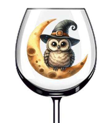 12x Halloween Eule Vogel Vinyl Aufkleber Abziehbild Becher Weinglas Flasche Van Auto Becher