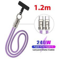 1.2M Phone Lanyard Crossbody USB C Cable, 240W USB C to USB C Cables, Neck Strap