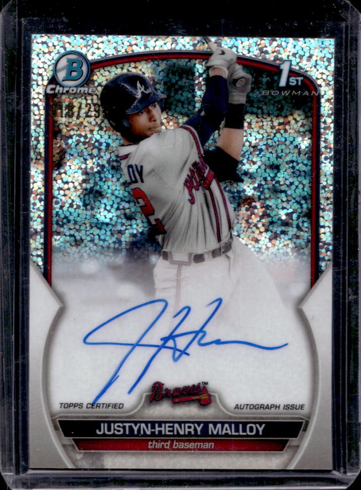 2023 Bowman Chrome Justyn-Henry Malloy Auto Speckle Refractor 1st #/299