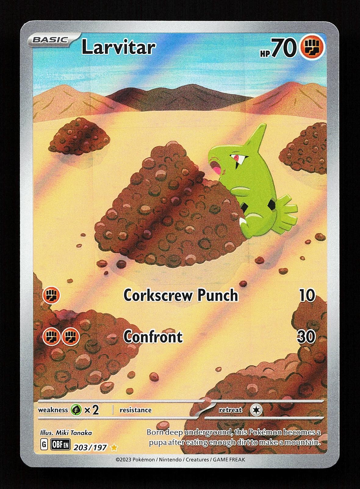 Larvitar 203/197 Illustration Rare Obsidian Flames Pokemon Card