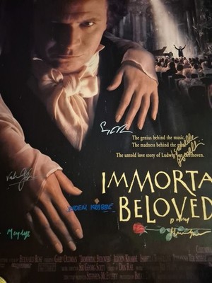IMMORTAL BELOVED CAST SIGNED MOVIE POSTER 2-SIDED  W/ COA               ekim