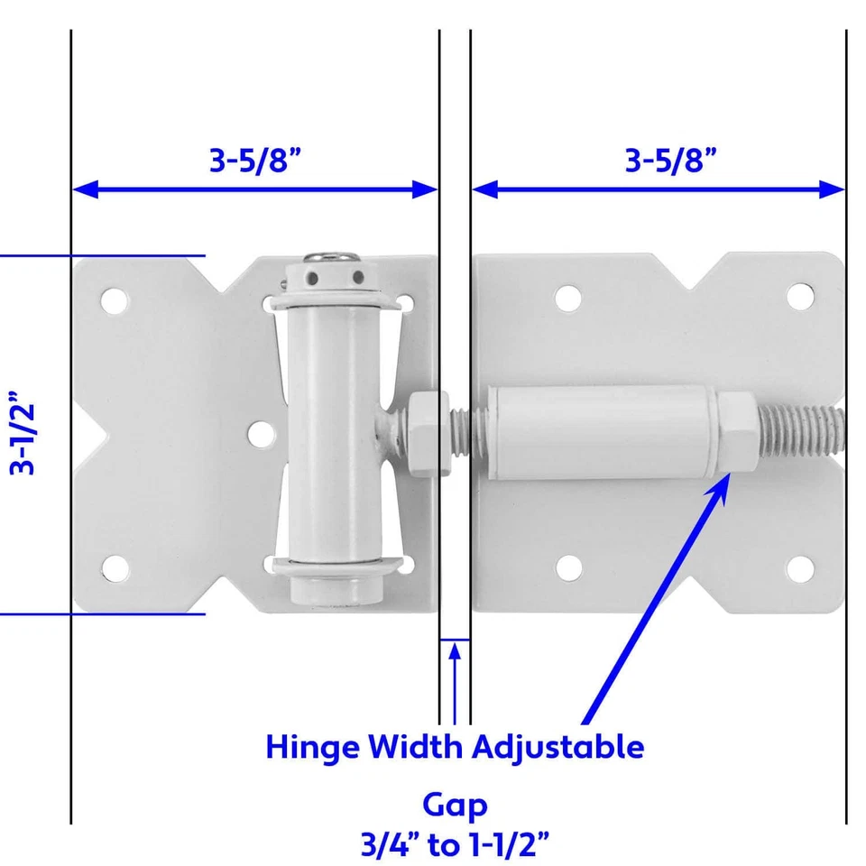Bisagras de puerta de vinilo de cierre automático - blancas - para cercas de vinilo, PVC y plástico:... Foto 3 de 4