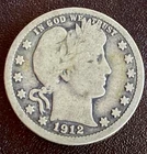 1912-S USA BARBER QUARTER KM-114 N-10591 ~$14 MELT SCARCE DATE & BETTER GRADE VG