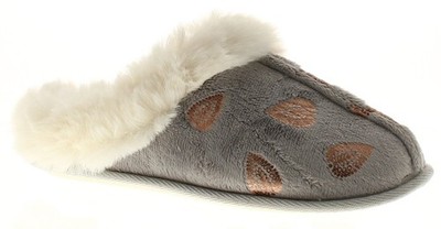 Wynsors Herz Mule Hausschuhe Kunstfell Silber Damen Schuhe UK Größe 3/5/7