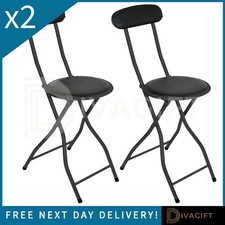 2x SEGGIOLONE NERO IMBOTTITO PIEGHEVOLE SCHIENALE ALTO COLAZIONE CUCINA BAR SGABELLO PIEGHEVOLE