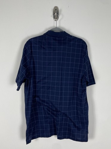Ralph Lauren Polo Golf Shirt Size Large Navy Blue Plaid Short Sleeve Cotton - Picture 3 of 11