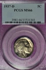 1937 D PCGS MS66 BUFFALO NICKEL #B52286