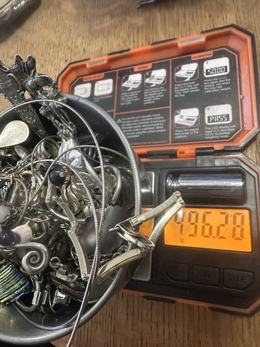 ESTATE STERLING SILVER RING SPOON PENDANT 496g  JEWELRY SCRAP & RESELL LOT 2