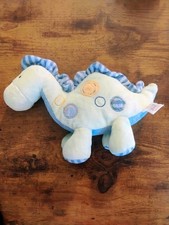 Carter's JUST ONE YEAR Plush Dinosaur Lovey Rattle Green Blue Stripe Dots