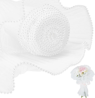 400X15 Cm WeißEs Blumen-Geschenkpapier, Perlenrand-Blumenstrauß Blumenverpackung