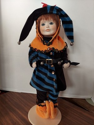 Dolls By Jerri ''The Fool'' Jester Solid Porcelain 17'' Boy Doll 1986 #8620