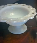 vintage 7 inch top diameter white milk glass candy dish