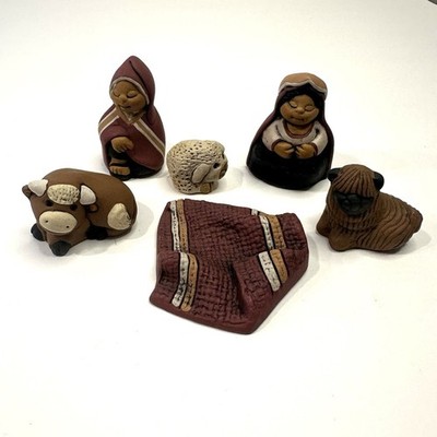 Peruvian Mini Nativity Set Blanket Mary Joseph Cow Sheep Llama *missing Baby
