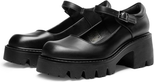 DREAM PAIRS Women's Mary Janes Shoes Platform Dress Low Heel 7, Black-pu - Picture 4 of 5