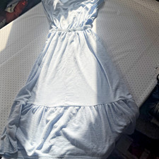 Caution To The Wind V-neck Dusty Blue Dress Knee Length Women Small Short Sleeve