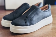 Women  s Size 9 JSlides Noel Black Brush Suede Platform Slip On Sneakers NIB