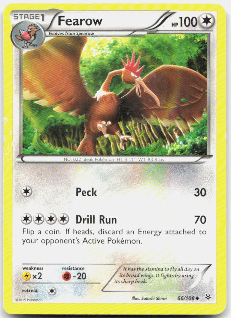 Fearow 66/108 Uncommon Roaring Skies Pokemon Heavily Played