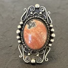 Navajo Trading Post Era Older Ring Petrified Wood Sterling Silver Vintage Size 7