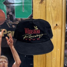 Vintage Winston Racing Team Hat Cap Snap Back Black Mens NASCAR Racing 90s