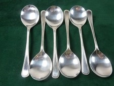 6 Nice Vintage Silver Plated Bead pattern Soup Spoons EPNS A1