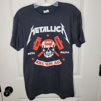 Metallica Kill 'Em All Shirt Mens Small Black Skull Hammers Graphic Tee Band