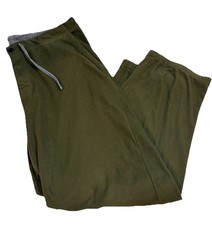 Vtg Eddie Bauer Fleece Pants Large Green Outdoor Lounge Snap Fly Check Msrments