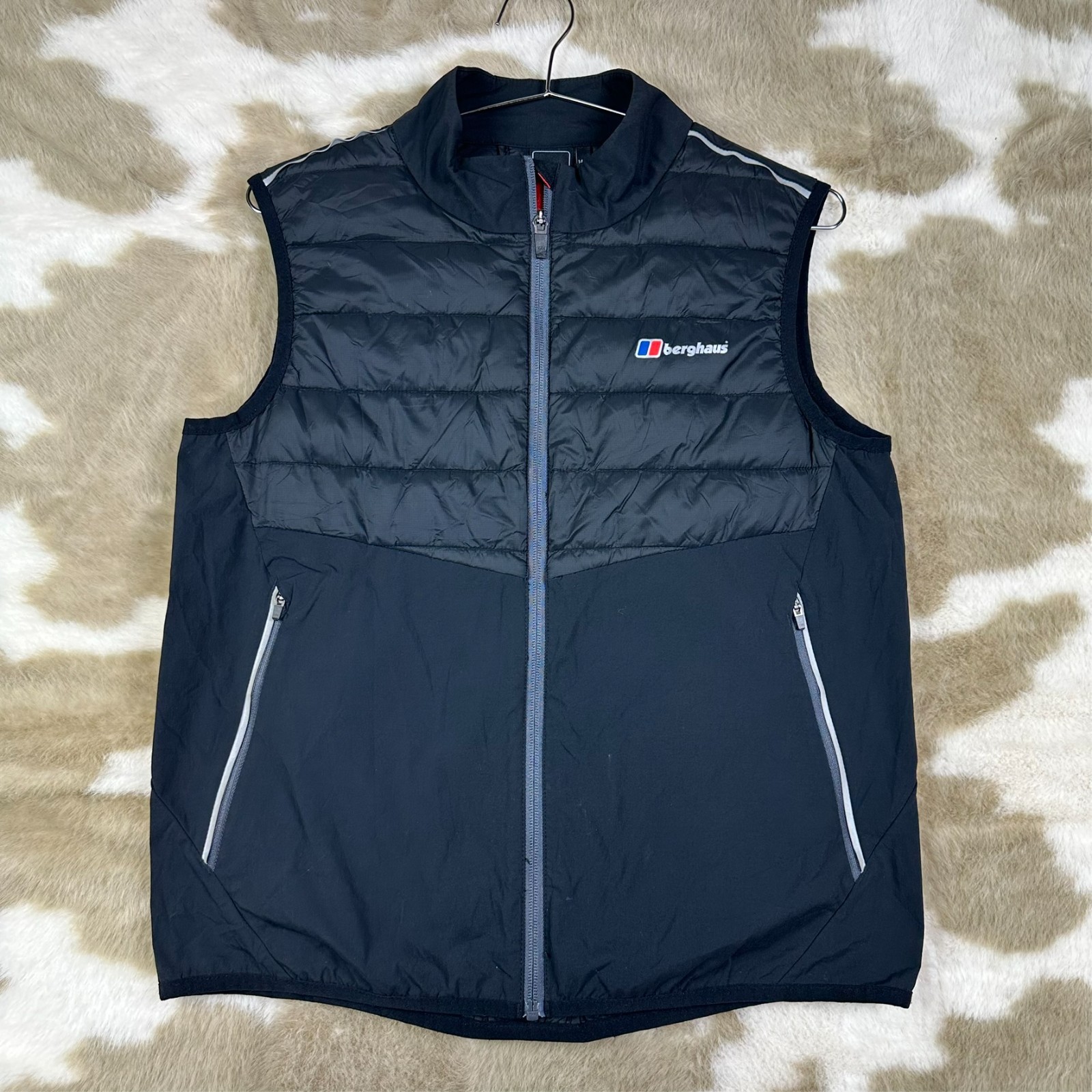 Vintage Berghaus Black Red Reflective Boys Age 14-15 Full Zip Puffer Gilet Vest