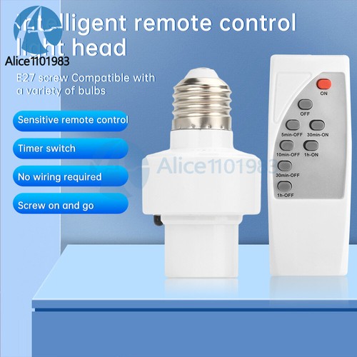 Wireless Remote Control Light Lamp E27 Screw Bulb Base Holder Cap Socket Switch