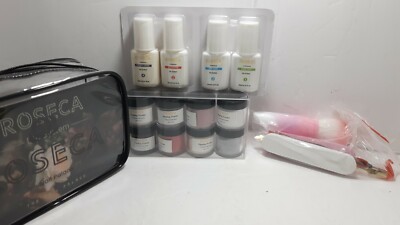 ROSECA Dip Powder Nail Starter Kit 8 Glitter Colors+Acrylic Dipping tools* NEW*