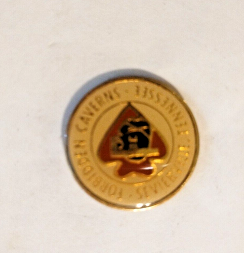 Spilla da bavero vintage Forbidden Caverns Severville Tennessee souvenir montagna fumosa - Foto 2 di 3