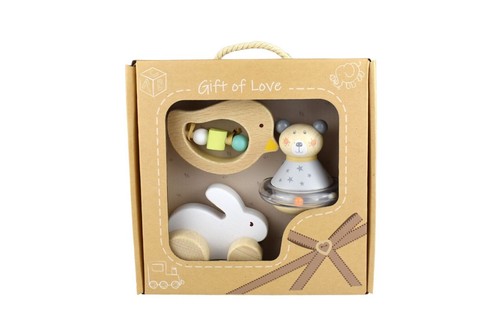 CALM & BREEZY WOODEN BABY GIFT SET BUNNY BIRD WOODEN BEAR 3PCS by Kaper Kids - Imagen 1 de 7