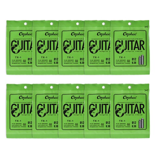 10 Pcs Orphee Acoustic Guitar Strings 1st E-String .012 Extra Light Tension E5M9