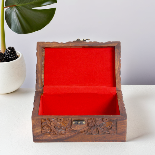 Set of 3 Carved Wooden Boxes – Handmade Floral Design, Elegant Storage - Picture 3 of 7