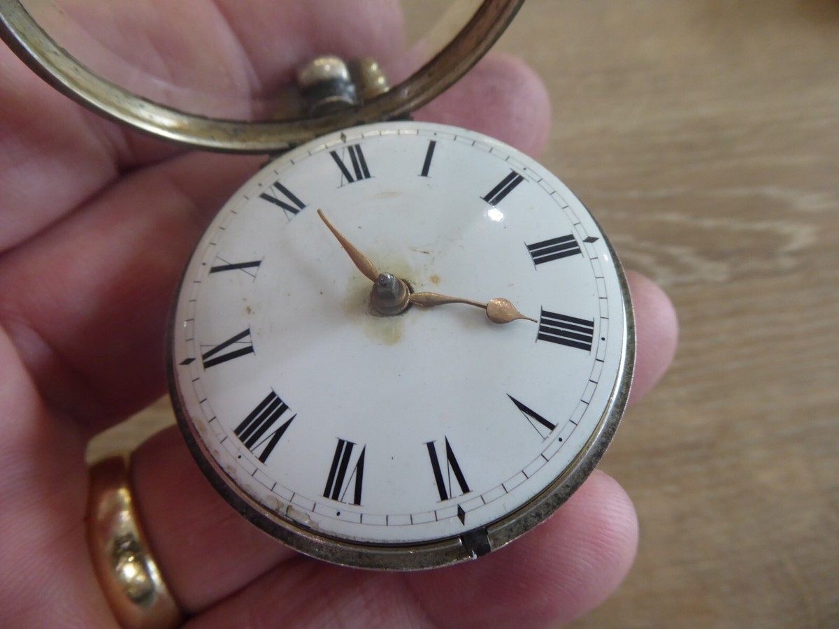 JAMES BARDEN MAKER SILVER FUSEE VERGE PAIR CASED