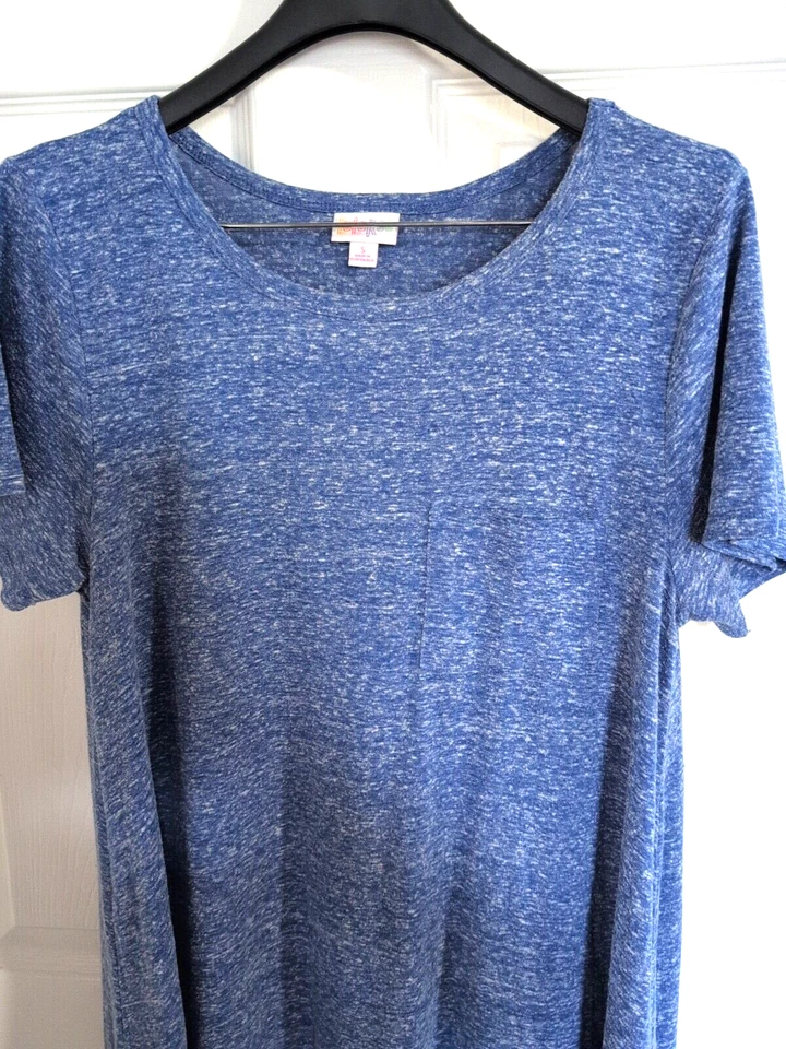 Lularoe Talla S Azul Jaspeado Alta-Lo Camiseta Midi Vestido Carly Simplemente Cómodo Foto 2 de 4
